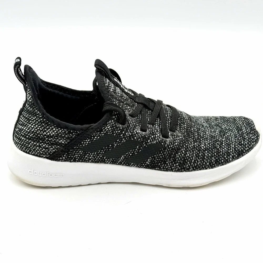Adidas‎ Womens Cloudfoam Pure DB0694 Black Gray Shoes Sneakers Size 7.5 7 1/2